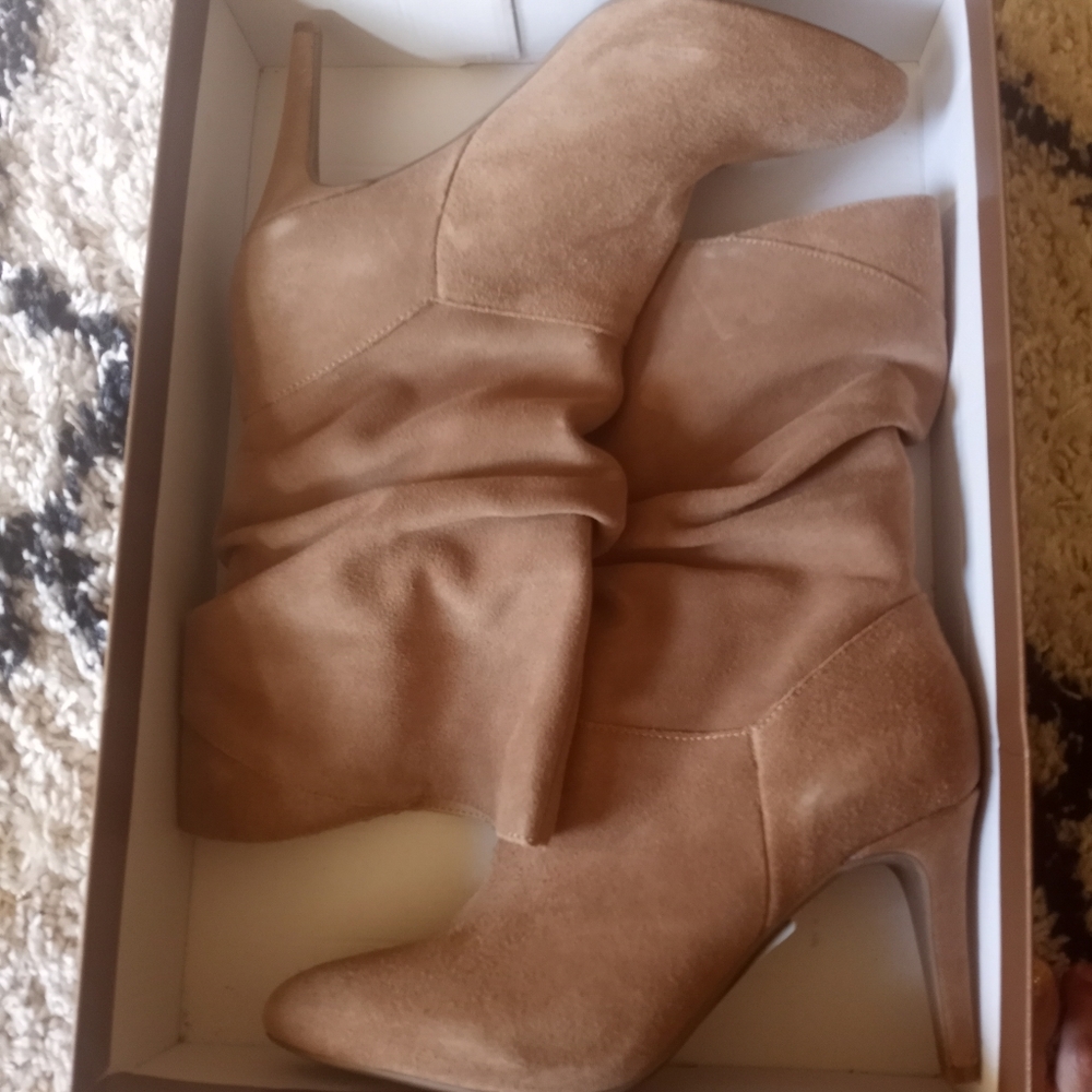 Audrey Brooke beige 4 inch boot.